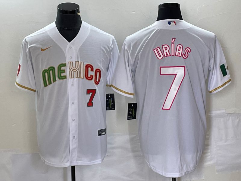 Men 2023 World Cub Mexico #7 Urias White Nike MLB Jersey style 11